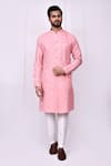 Buy_Arihant Rai Sinha_Pink Cotton Print Blossom Sherwani With Pant Pyjama 