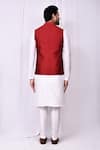 Shop_Arihant Rai Sinha_Red Art Silk Threadwork Bundi _at_Aza_Fashions