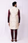 Shop_Arihant Rai Sinha_Cream Silk Embroidery, Mirrors Thread Long Jacket _at_Aza_Fashions