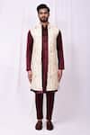 Arihant Rai Sinha_Cream Silk Embroidery, Mirrors Thread Long Jacket _Online_at_Aza_Fashions