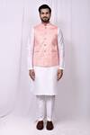 Shop_Arihant Rai Sinha_White Silk Embroidery, Mirrors Bundi Kurta Set _Online_at_Aza_Fashions
