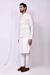 Arihant Rai Sinha_Cream Silk Embroidery Botanic Print Bundi Kurta Set_at_Aza_Fashions