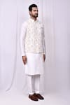 Buy_Arihant Rai Sinha_Cream Silk Embroidery Botanic Print Bundi Kurta Set