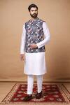 Buy_Arihant Rai Sinha_Multi Color Cotton, Silk Geometric Mosaic Printed Bundi Kurta Set _at_Aza_Fashions