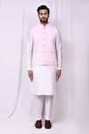 Shop_Arihant Rai Sinha_Pink Cotton, Silk Embroidery Thread Bundi Kurta Set _Online_at_Aza_Fashions