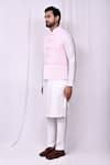 Arihant Rai Sinha_Pink Cotton, Silk Embroidery Thread Bundi Kurta Set _at_Aza_Fashions