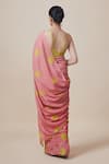 Shop_Dressfolk_Pink Handloom Cotton Polka Dot Pattern Saree With Unstitched Blouse Piece _at_Aza_Fashions