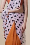 Buy_Dressfolk_Orange Handloom Cotton Polka Dot Pattern Saree With Unstitched Blouse Piece _Online_at_Aza_Fashions