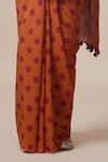 Buy_Dressfolk_Orange Handloom Cotton Contrast Pattern Saree With Unstitched Blouse Piece _Online_at_Aza_Fashions