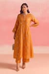 Buy_One Not Two_Orange Kurta And Pant Silk Embroidery Sequins Round Criss Cross & Set _Online_at_Aza_Fashions