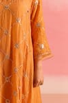 Buy_One Not Two_Orange Kurta And Pant Silk Embroidery Sequins Round Criss Cross & Set 