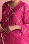 One Not Two_Pink Kurta And Pant Silk Embroidery Sequins Round Criss Cross Pattern & Set _Online_at_Aza_Fashions