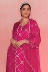 Buy_One Not Two_Pink Kurta And Pant Silk Embroidery Sequins Round Criss Cross Pattern & Set _Online_at_Aza_Fashions