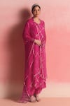 Shop_One Not Two_Pink Kurta And Pant Silk Embroidery Sequins Round Criss Cross Pattern & Set 