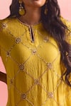 One Not Two_Yellow Kurta And Pant Silk Embroidery Sequins Round Criss Cross & Set _Online_at_Aza_Fashions