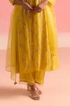 Shop_One Not Two_Yellow Kurta And Pant Silk Embroidery Sequins Round Criss Cross & Set _Online_at_Aza_Fashions