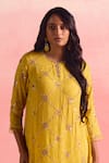 Shop_One Not Two_Yellow Kurta And Pant Silk Embroidery Sequins Round Criss Cross & Set 