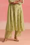 Buy_One Not Two_Green Kurta And Pant Silk Embroidery Sequins V-neck Crushed A-line & Set 