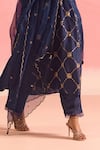 One Not Two_Blue Kurta And Pant Silk Embroidery Sequins Notched Crystals A-line & Set _at_Aza_Fashions