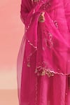 One Not Two_Pink Kurta And Pant Silk Embroidery Floral V-neck Sequin Flared & Set _Online_at_Aza_Fashions