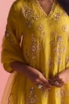 One Not Two_Yellow Kurta And Pant Silk Embroidery Floral Geometric Pattern A-line & Set _Online_at_Aza_Fashions