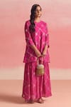 Buy_One Not Two_Pink Kurta And Gharara Silk Embroidery Sequins Round Criss Cross Short With _Online_at_Aza_Fashions