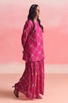 Shop_One Not Two_Pink Kurta And Gharara Silk Embroidery Sequins Round Criss Cross Short With _Online_at_Aza_Fashions