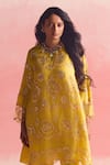 Buy_One Not Two_Yellow Kurta Silk And Organza Embroidery Geometric Motif Short & Pant Set _Online_at_Aza_Fashions