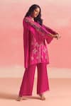 Buy_One Not Two_Pink Kurta Silk And Organza Embroidery Geometric Motif Gathered & Pant Set 