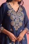 One Not Two_Blue Kurta Silk And Organza Embroidery Sequins Buti Flared A-line & Pant Set _at_Aza_Fashions