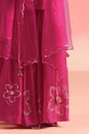 One Not Two_Pink Kurta And Gharara Silk Embroidery Floral V-neck Sequins Short With _at_Aza_Fashions