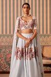 Pankti Chheda_Blue Silk Embroidery Applique Cutwork Neck Ambrosia Wave Lehenga Set _Online_at_Aza_Fashions