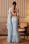 Shop_Pankti Chheda_Blue Chiffon Embroidery Solid Mermaid Pre-draped Ruffled Saree With Blouse _at_Aza_Fashions