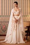 Buy_Pankti Chheda_White Silk Embroidery Thread Sweetheart Neck Ditsy Bloom Lehenga Set _at_Aza_Fashions