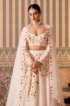 Pankti Chheda_White Silk Embroidery Thread Sweetheart Neck Ditsy Bloom Lehenga Set _Online_at_Aza_Fashions