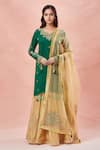 Buy_Rar Studio_Green Chanderi Handloom Embroidery Dori V Neck Gul And Aari Kurta & Lehenga Set _at_Aza_Fashions