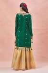 Shop_Rar Studio_Green Chanderi Handloom Embroidery Dori V Neck Gul And Aari Kurta & Lehenga Set _at_Aza_Fashions