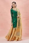 Rar Studio_Green Chanderi Handloom Embroidery Dori V Neck Gul And Aari Kurta & Lehenga Set _at_Aza_Fashions