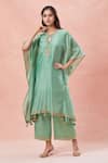 Buy_Rar Studio_Green Chanderi Handloom Embroidery Aari V Neck Mandala Bloom Kaftan Set _at_Aza_Fashions