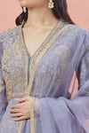 Buy_Rar Studio_Grey Chanderi Handloom Embroidery Dori V Ambrosia Jacket Blouse And Lehenga Set _Online_at_Aza_Fashions