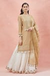 Shop_Rar Studio_Ivory Chanderi Handloom Embroidery Dori Round Gullista Kurta And Lehenga Set _Online_at_Aza_Fashions