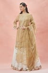 Rar Studio_Ivory Chanderi Handloom Embroidery Dori Round Gullista Kurta And Lehenga Set _at_Aza_Fashions