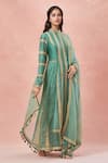 Buy_Rar Studio_Green Chanderi Handloom Embroidery Dori Striped Bloom Vine Aari Anarkali Set _at_Aza_Fashions