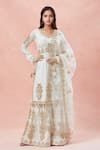 Buy_Rar Studio_Ivory Chanderi Handloom Embroidery Dori Leaf Neck Bahara Kurta Sharara Set _at_Aza_Fashions