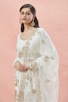 Shop_Rar Studio_Ivory Chanderi Handloom Embroidery Dori Leaf Neck Bahara Kurta Sharara Set 