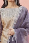 Buy_Rar Studio_Gold Chanderi Handloom Embroidery Aari Boat Neck Petal Bloom Kurta Pant Set _Online_at_Aza_Fashions