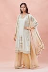 Buy_Rar Studio_Ivory Chanderi Handloom Embroidery Dori Fiore Tie Dye Kurta And Sharara Set _at_Aza_Fashions