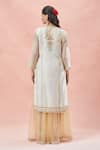 Shop_Rar Studio_Ivory Chanderi Handloom Embroidery Dori Fiore Tie Dye Kurta And Sharara Set _at_Aza_Fashions