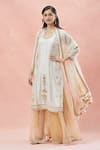 Buy_Rar Studio_Ivory Chanderi Handloom Embroidery Dori Fiore Tie Dye Kurta And Sharara Set _Online_at_Aza_Fashions