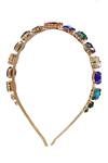 Shop_Bijoux By Priya Chandna_Multi Color Crystal Rainbow Luxe Embellished Hairband _Online_at_Aza_Fashions